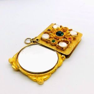 Vintage Ornate Mirror Bejeweled Pendant
